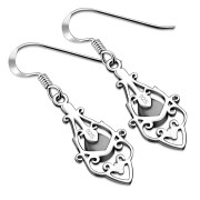 Black Onyx Drop Silver Earrings, e425